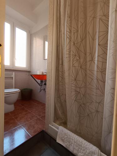 a bathroom with a shower and a toilet at Adriatic Room 50 m dalla stazione Ferroviaria di Ciampino e dalla navetta aeroportuale in Ciampino