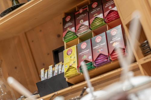 a store shelf with a bunch of colorful toothbrushes at Haus Gstrein in Obergurgl