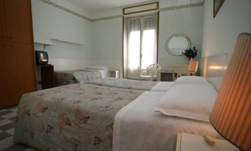 a bedroom with a large bed and a window at Hotel Eva in Milan