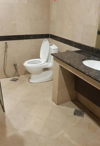 a bathroom with a toilet and a sink at Panoramic Hotel Lahore in Lahore