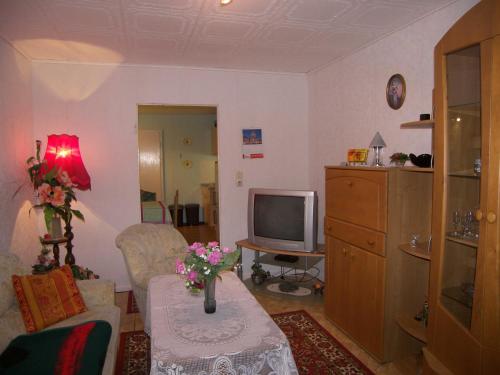 Μια τηλεόραση ή/και κέντρο ψυχαγωγίας στο Bungalow Lange mit 2 Schlafzimmer