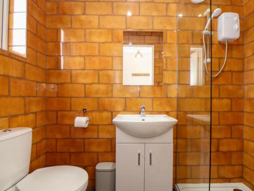 a bathroom with a toilet and a sink at Fifty Degrees North in Penzance