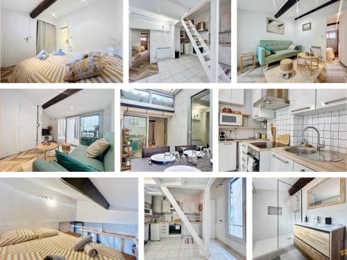 un collage de photos d'une cuisine et d'un salon dans l'établissement L'Esprit du Vieux Port- Central & Paisible - Les Frères de la Loc, à Marseille