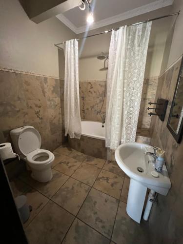 a bathroom with a toilet and a sink at Toshari BnB in Musina