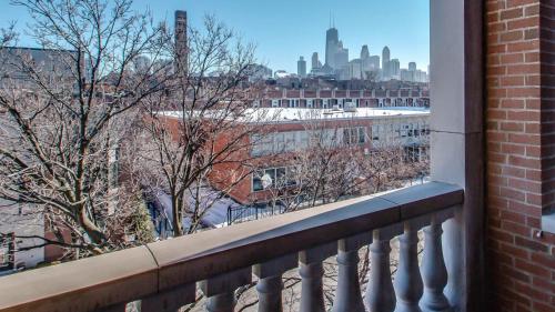 a view of a city skyline from a balcony at The Sono Chicago in Chicago