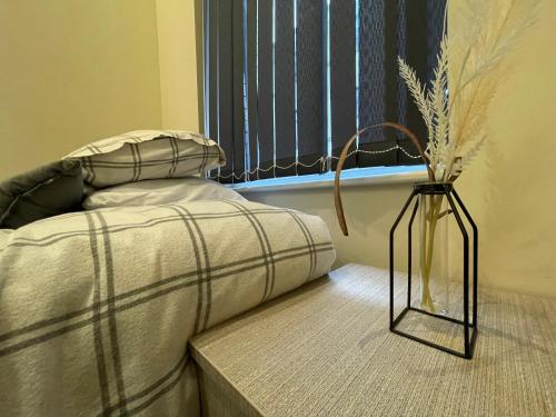 Katil atau katil-katil dalam bilik di Central Leeds Apartment with parking available