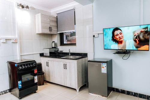 Jodan Apartmentsにあるキッチンまたは簡易キッチン