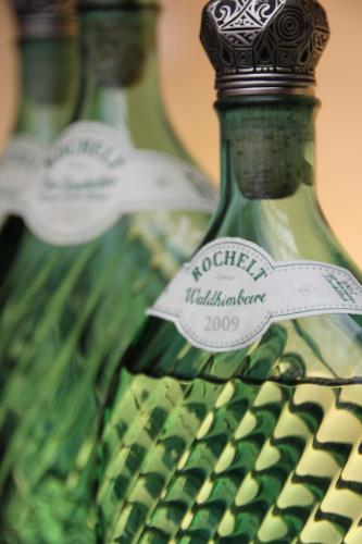a close up of a green bottle of wine at Vergissmeinnicht in Oberhof