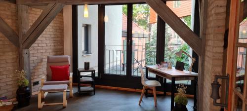 Χώρος καθιστικού στο Ferienappartement 3 Im Speicherwerk