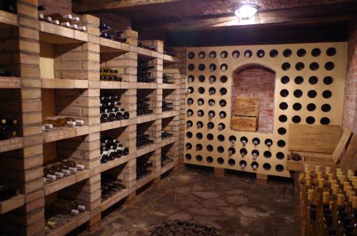 a wine cellar with a wall of wine bottles at Ubytování a apartmány Sluníčko in Lomnice nad Lužnicí