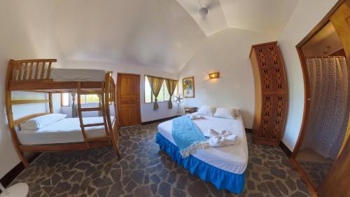 Rúm í herbergi á Paradiso Hostel