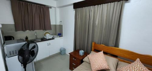 a bedroom with a couch and a sink and a kitchen at Hill Bottom Accommodation Flat 1 in Suva