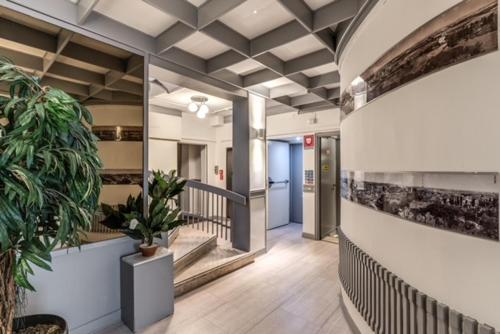 a hallway of an office with a potted plant at Hotel Residence Magnolia in Rome