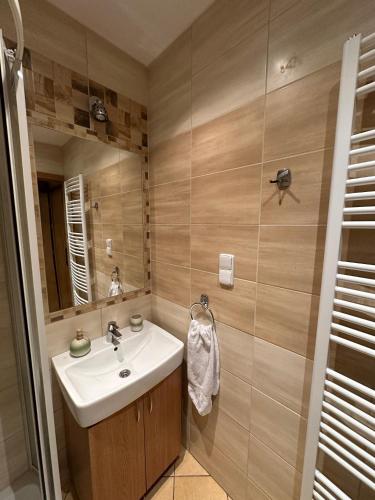 a bathroom with a sink and a mirror at Star in Poprad
