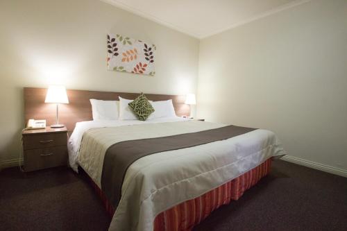 Un pat sau paturi într-o cameră la Old Willyama Motor Inn