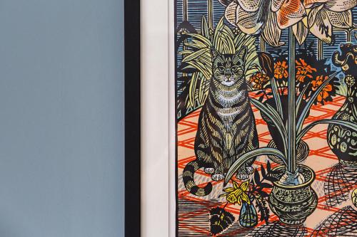 a painting of a cat in a vase at The Assembly House in central Norwich in Norwich