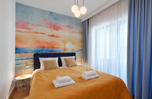 Postel nebo postele na pokoji v ubytování Horizon Park Apartament 26 "Mexicano"