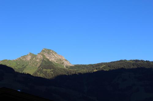 a mountain with a blue sky in the background at Haus Fankhauser in Dorfgastein