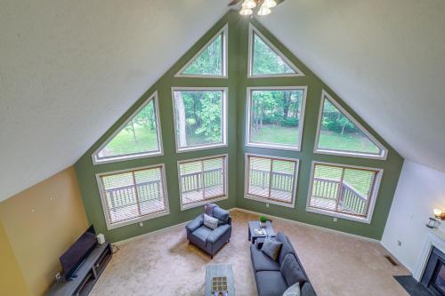 an overhead view of a living room with large windows at Linden Family Home with Yard Less Than 5 Mi to Wineries! in Front Royal