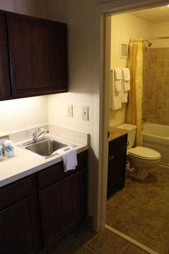 a bathroom with a sink and a toilet at Bluegrass Extended Stay in Lexington