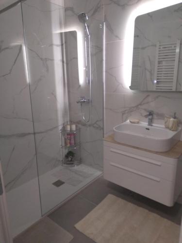 Koupelna v ubytování Emanuilo Apartman