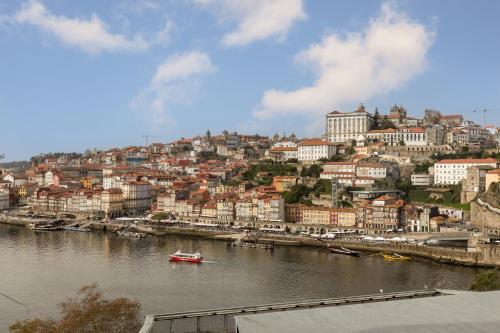 a view of a city with a river and buildings at Douro's Bridge View - Swimming pool in Vila Nova de Gaia
