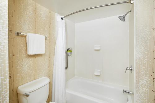 a bathroom with a toilet and a tub and a shower at Holiday Inn Express & Suites I-26 & Us 29 At Westgate Mall by IHG in Spartanburg