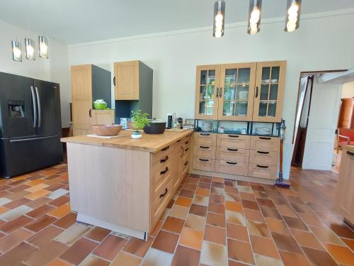 Il dispose d'une grande cuisine avec un comptoir et un réfrigérateur. dans l'établissement Château EMILE HAROCH, à Marsais