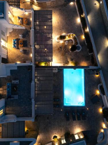 an overhead view of a skate park in a city at night at Mando Pool Villas w Sea Views - Five Bedrooms in Super Paradise Beach