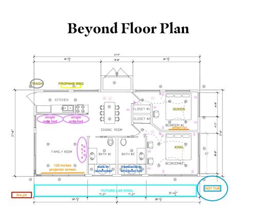 a plan of a basement floor plan at Beyond - Walk to Red Dog & Pappy's in Pioneertown