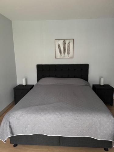 a bedroom with a large bed with two night stands at Gîte chez Salvatore Vresse in Vresse-sur-Semois