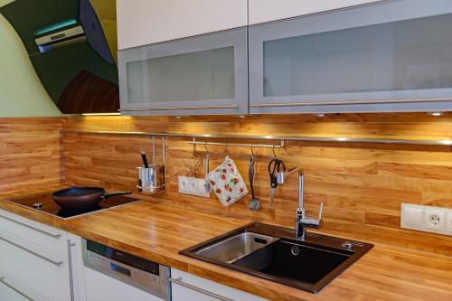 Kuchyň nebo kuchyňský kout v ubytování Penthouse Medemspeicher