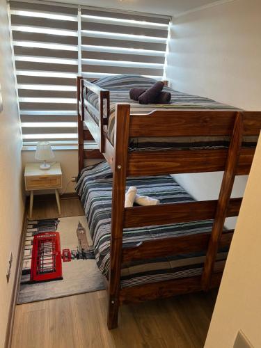 a bunk bed in a room with a window at Galardon AyC in Concepción