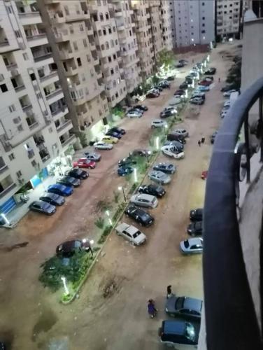 an aerial view of a parking lot with cars at Four Seasons in Cairo