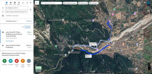 a map of a trail on a google maps at ESTELA House in Ágios Vissaríon