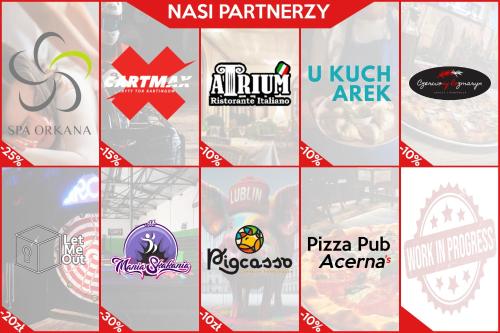 een collage van verschillende borden met verschillende logo's bij EASY RENT- Północna Old Town View, Free Parking, 24h Check-in in Lublin