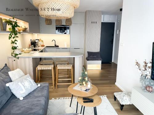 Η κουζίνα ή μικρή κουζίνα στο Apartament premium z widokiem na miasto