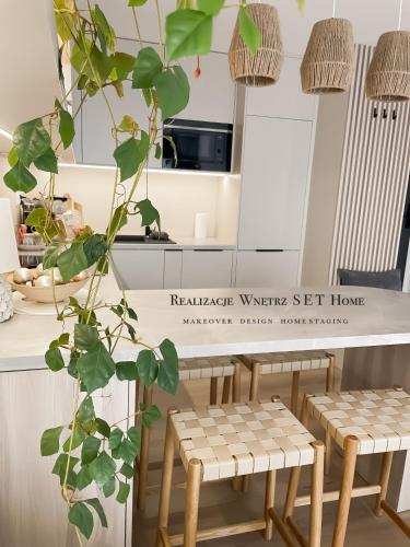 Η κουζίνα ή μικρή κουζίνα στο Apartament premium z widokiem na miasto