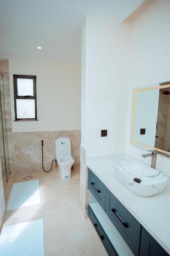 a bathroom with a sink and a toilet at Phelgone Nanyuki in Nanyuki