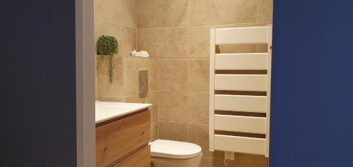 une salle de bain avec toilettes et lavabo dans l'établissement Villa Clémentine, à Saint-Rémy-de-Provence