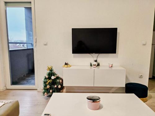Una televisión o centro de entretenimiento en Apartman Aura