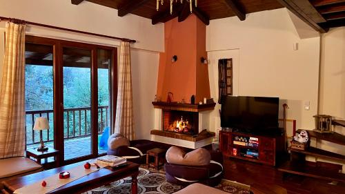 Ruang duduk di Del Mountain Chalet Arachova