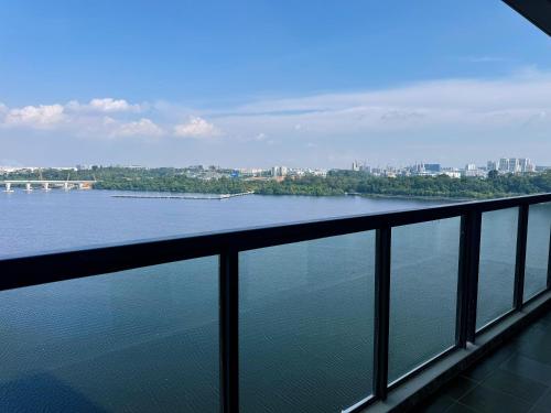 a view of a large body of water at TheBess Hotel Tokyo is located adjacent to Singapore and offers a sea viewIt is a family business smart room with the sea view of Princess Bay富力公主湾 in Johor Bahru