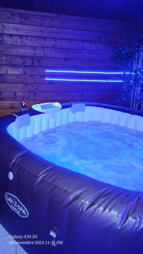 a large hot tub in a room with aperature at Chez Maurizio in Villemanoche