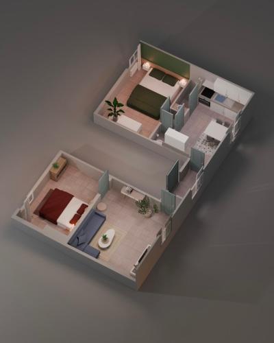 un modèle de maison avec plancher dans l'établissement LE REGORDANE - Appartement 4 personnes - Centre WiFi Cosy, à Saint-Gilles