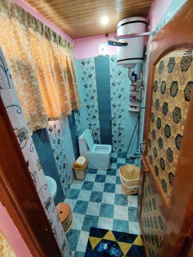 a small bathroom with a toilet and a sink at Kashmir Homestay in Gulmarg