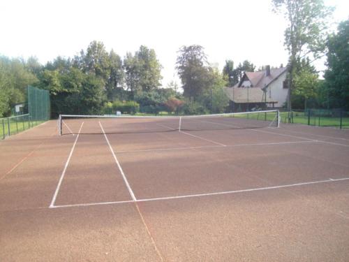 - un court de tennis avec un filet dans l'établissement Charmante Demeure Piscine au Calme Parc Tennis, à La Walck