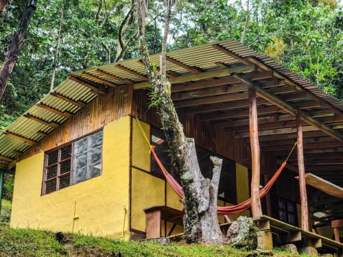 a house with a tree in front of it at Cloudbridge Nature Reserve in Herradura