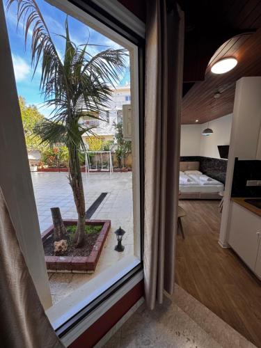 Ένα ή περισσότερα κρεβάτια σε δωμάτιο στο Modern StudioNr3 Kitchen bathroom Terrace