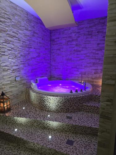 a jacuzzi tub with purple lights in a room at Elite Apartment SPA in Catania